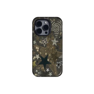 Funda para teléfono con collage de estrellas Y2k, diseño de patchwork celestial, para iPhone 16 Pro, 15, 14, 13, 12, 11 y Samsung Galaxy S24 Ultra.