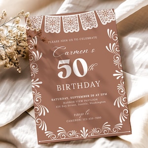 Editable Cielito Lindo Birthday Invitation, Terracotta Talavera Fiesta Invite, Custom Age Birthday Template, Mexican Fiesta Invite, BA001