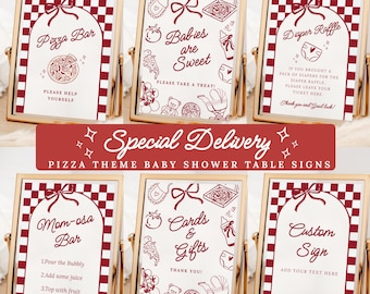 Special Delivery Baby Shower Signs Bundle, Pizza Baby Shower Table Signs, Italian Food Theme Hand Drawn Style, Digital Download, BS28
