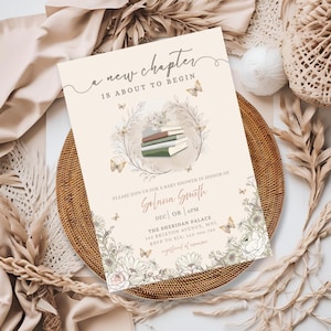 Storybook Baby Shower Invitation: Floral Butterfly Theme (Editable Canva Template, 5x7 Digital Download