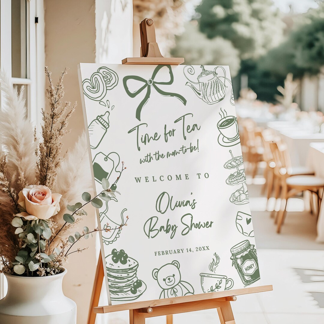Time For Tea Sign Time for Tea Baby Shower Welcome Sign Template, Tea Party Mom to Be ...