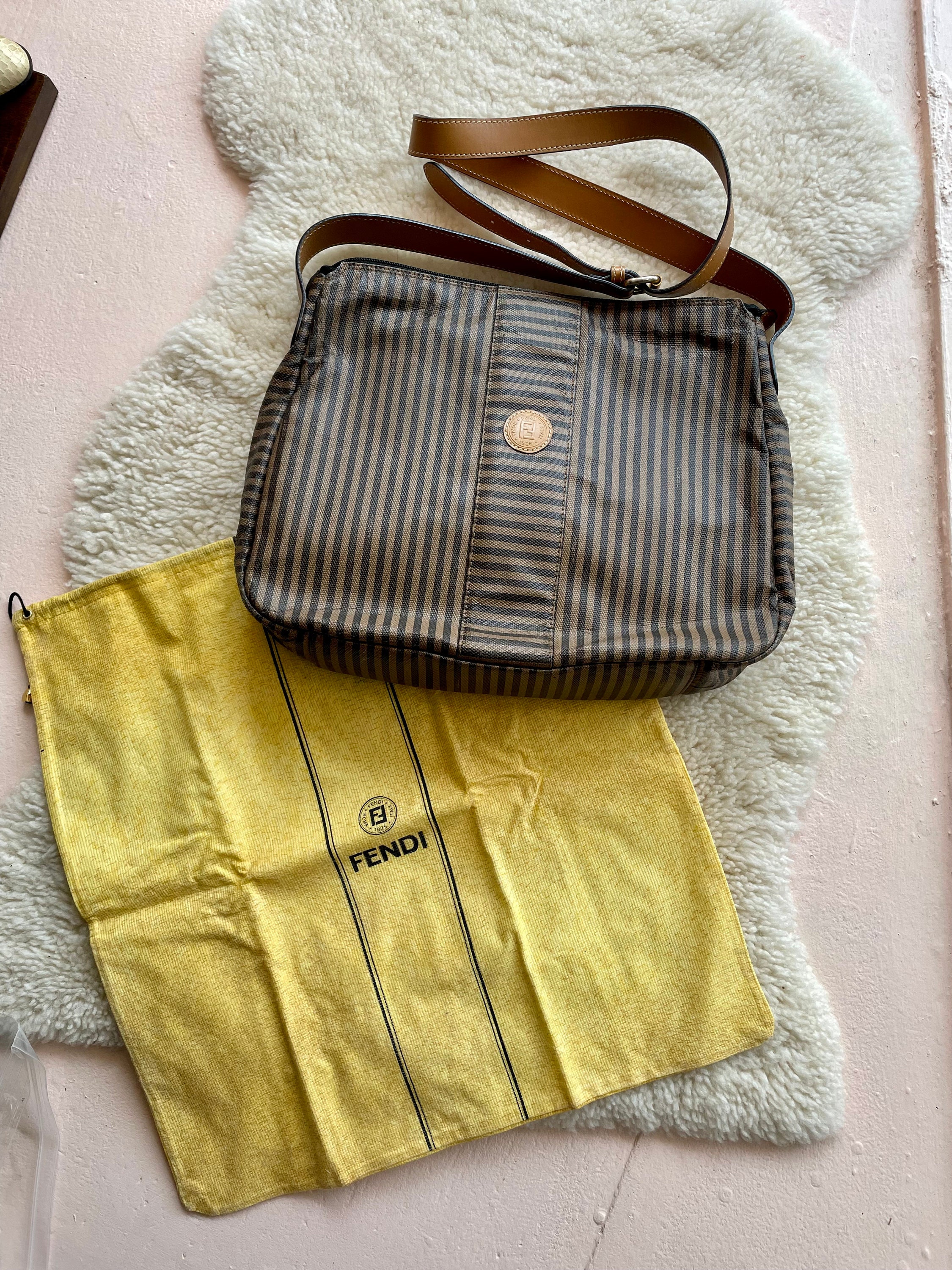 Fendi - 1970s Vintage Hipster Leather Satchel Saddle Bag Contrast Top Stitch