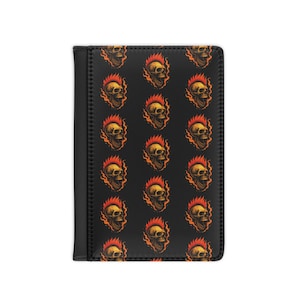 Flaming Skull Passport Cover, Skull Passport Sleeve, Goth Travel Wallet, Alternative Passport Holder, Halloween  Accessories, Skeleton