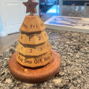 Wooden  tree Calendar ,Holiday Gift, Housewarming gift, Unique Table Decor for Home, Office Desk Accessory. Woodworking Gift.
