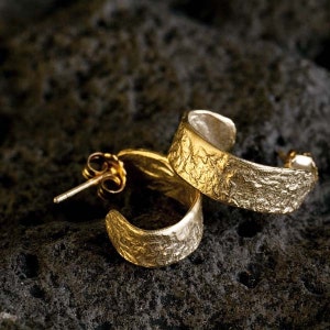 Hoop post earrings, Hoop earrings, textured earrings, Gold Earrings, 18 karat plated, brides earrings, matte gold earrings, round earrings image 3