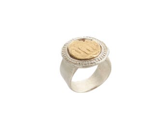 Signet ring, Gold signet ring, silver signet ring, Statement Ring, tribal jewelry, tribal ring, coin ring, junam jewelry, christmas gift