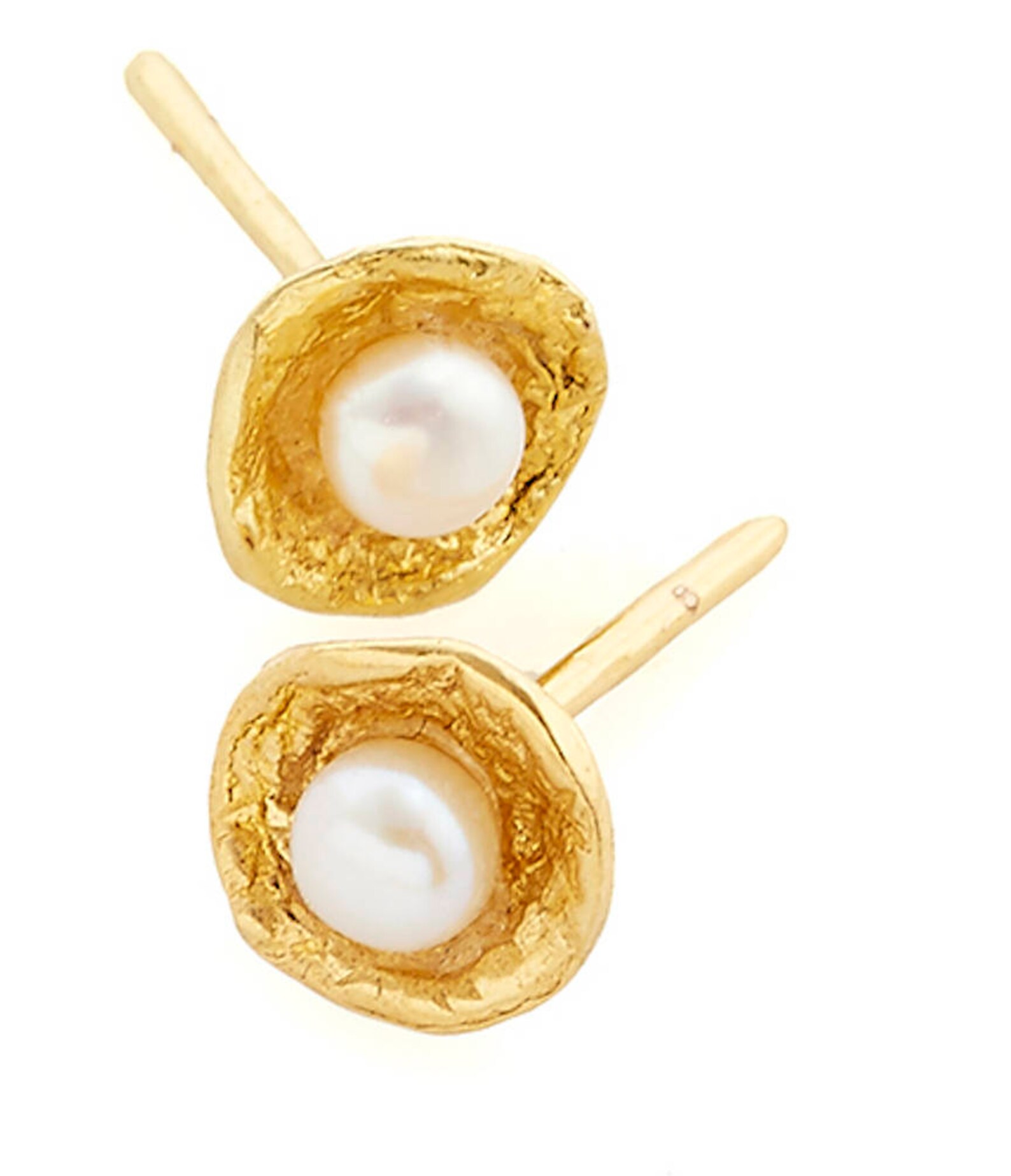 Gold Pearl Earrings Stud Earrings 18k Gold Plated Etsy