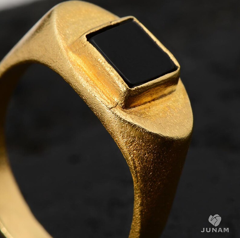 Black and Gold Ring 18k gold platedmens ringunisexgold and Etsy