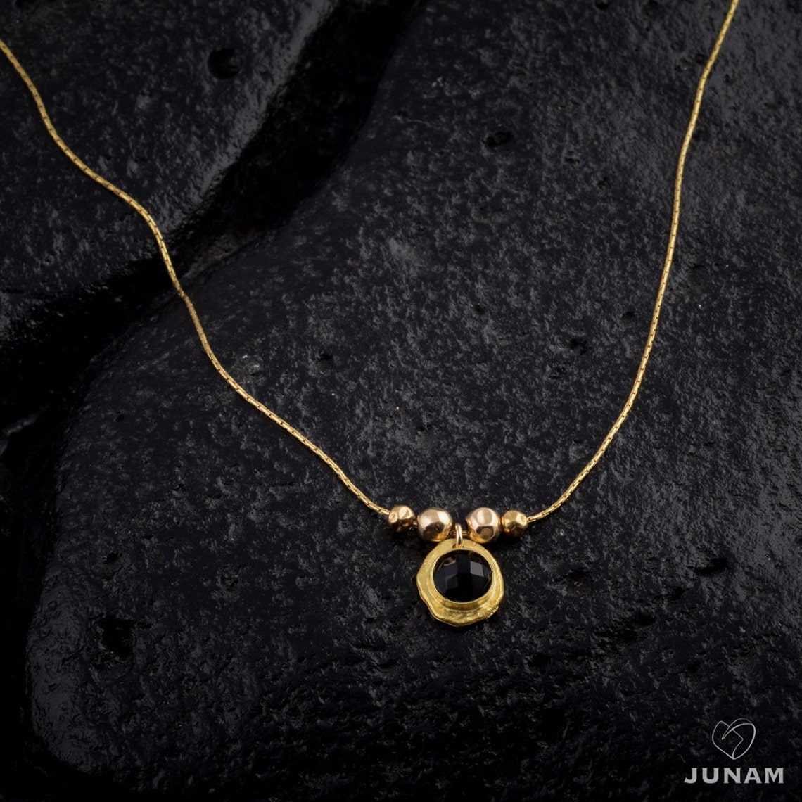 Black onyx pendant necklace gold Clearance