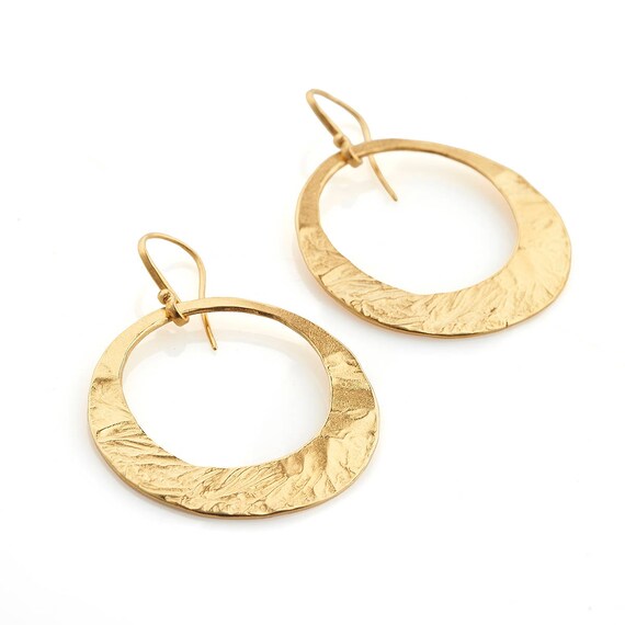 Cuelgan Aretes De Oro Aro Estilo Gitano Simbolo Circulo Etsy Mexico