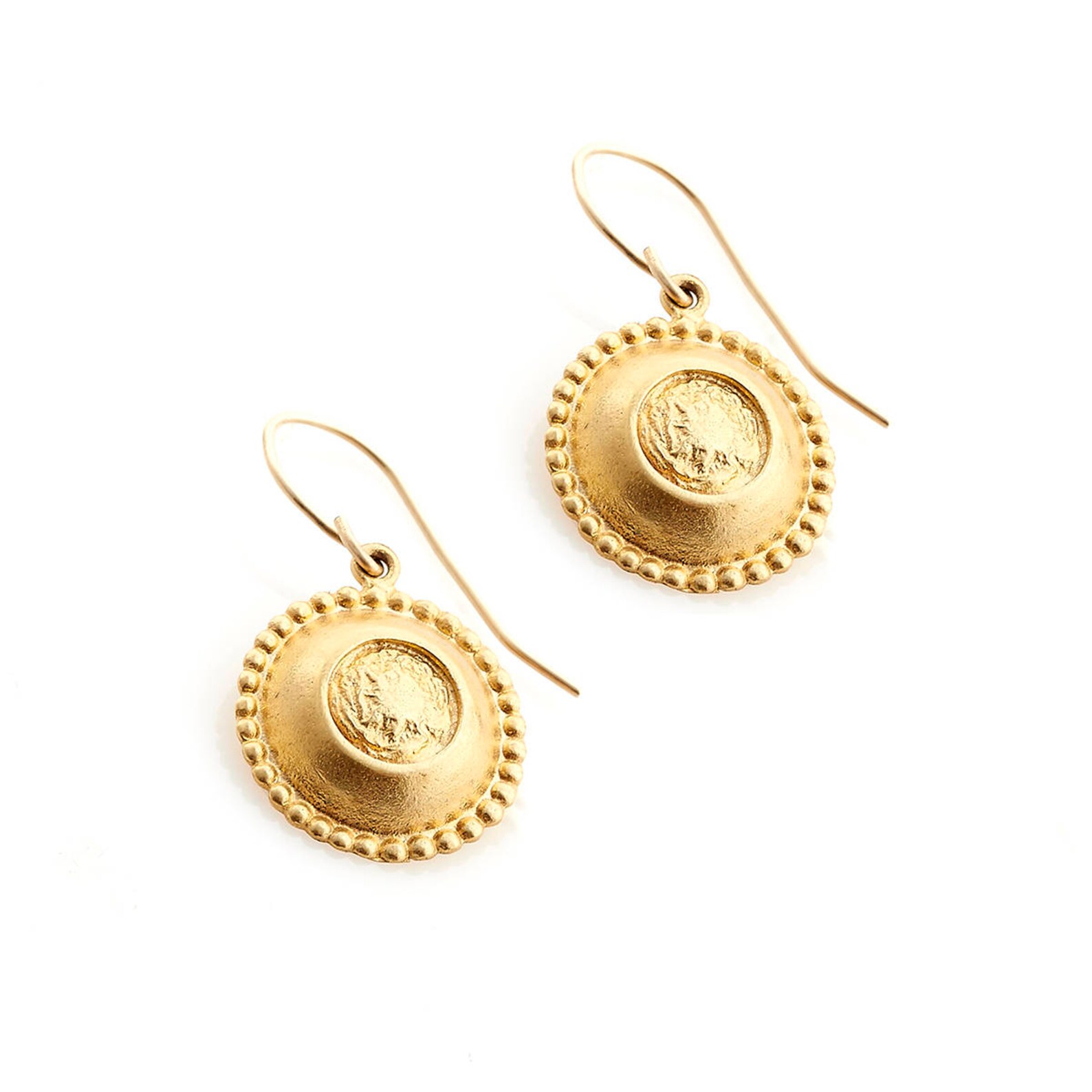 Dangle Gold Earrings Gold Round Earrings Gold Tribal Etsy