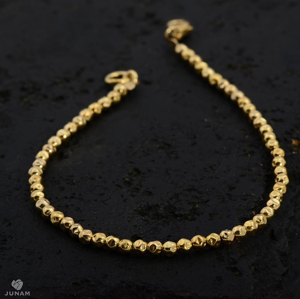 Minimalist Gold Beaded Bracelet Gold Nugget Beads Delicate | Etsy