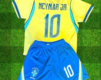 Neymar Jr 2026 Yellow Kids children’s Soccer Jersey Uniform Kit Yellow Toddler Youth Uniform 2 Piece set Outfit Set 18 20 22 24 26 28 30
