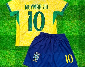 Neymar Jr. Dziecięcy zestaw piłkarski, żółty, dwuczęściowy zestaw dla maluchów, strój piłkarski, rozmiar 18 20 22 24 26 28 30