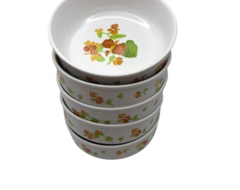 Juego de 5 cuencos vintage Noritake Progression Happy Days, fabricados en Japón, con diseño floral de 14 cm (5,5 pulgadas) para postres y bayas.