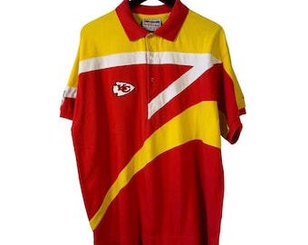 Vintage Kansas City Chiefs Apex One NFL Pro Line poloshirt rood geel heren XL
