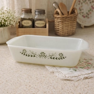 Vintage Milk Glass Baking Dish USA Oven Safe White Rectangular Casserole 427