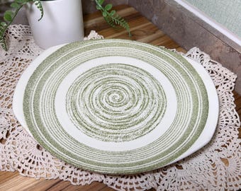 Vintage En Verde Casual Ironstone Groene Spiraalvormige Schaal Mid Century Modern USA