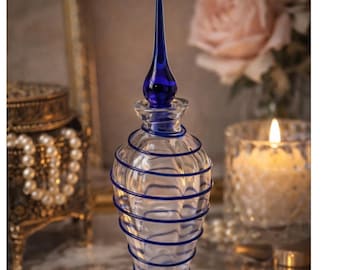 ヴィンテージ香水瓶 - 花 - ブルーガラス - Etsy 日本