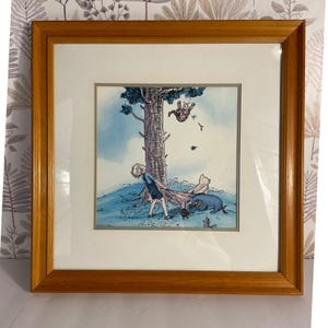 VTG Disney Classic Pooh Framed Print Christopher Robin, Tigger, Eeyore & Tigger