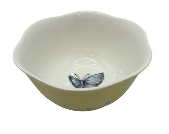 Bol de postre festoneado amarillo Lenox Butterfly Meadow Louise Le Luyer Blue