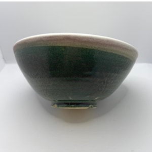 Comstock Studio Pottery Bowl groen gespikkeld glazuur 8" handgemaakt keramiek rustiek