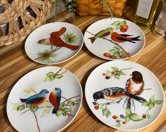 Set of 8 Vintage Bird-decorated Dinner Plates - Etsy