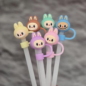 Labubu Straw Topper, Stanley Straw Topper, Straw Cap, Silicone Straw Cover 10mm BPA FREE, Tumbler Accessories, Gift For Teenagers
