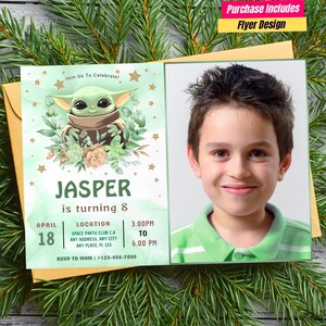 Baby Yoda Birthday Invitation Template Star Wars Party Invite Grogu Evite Galaxy Kids Birthday Digital Download Grogu Kids Birthday Evite image 4