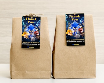 Super Sonic thank you tag Sonic the HEDGEHOG thank you Party tag Sonic return gift tag Sonic label tag sonic speed gamer thank you tag