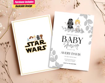 Editable Star Wars Baby Shower Invitation Star Wars Party EInvitation Star Wars Party Invitation Star Wars Baby Shower Jedi Baby Shower Bash
