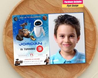 Wall-E Birthday Photo Invitation EVE Robot Party Canva Template Wall-E Photo Invitation Wall E Party Wall E Invites Wall E Photo Invitation