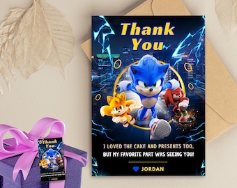 Printable Super Sonic thank you card Sonic the HEDGEHOG thank you Party tag Sonic birthday gift Sonic gift label sonic gamer thanks tags