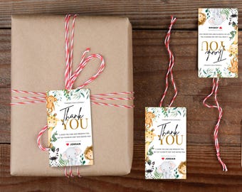 Safari Baby Shower tag Animal theme thank you label for baby shower Gender Neutral Safari tag lion king thank you gift tag Wild One gift tag
