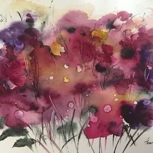 花 オリジナル水彩画 アート 絵画 19x13 花の絵画 花 アート