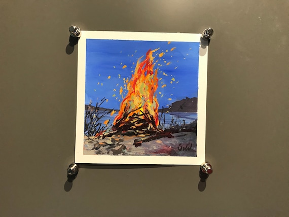 キャンプファイヤーの絵画、焚き火の絵画、abBeach のキャンプ