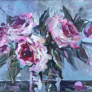 Roses Oil painting still life original floral painting 8 x 10” free shipping gift for her