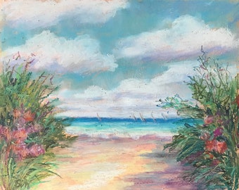 Bermuda Beach original painting on board,8 x 10’’