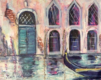 Venice Canal Venetian Gondola Original painting 8 x 10"