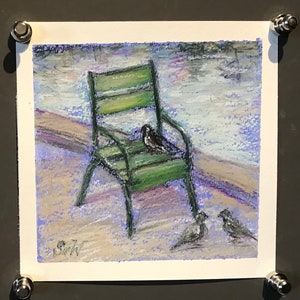 Paris Jardin Luxembourg,Paris  Painting ,Original oil pastels  painting ,6 x 6”