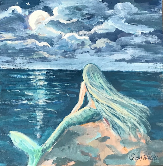 品質は非常に良い 自作 油彩画 油絵「かりそめの人魚」 （人魚の絵 - Etsy 日本） 絵画
