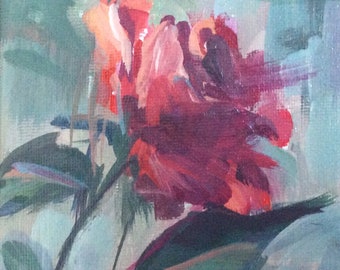 Red Rose painting flowers still life original floral painting 6 x 4””