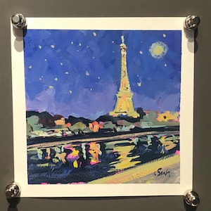 Paris View Painting,Paris painting,Eiffel Tower  Painting ,Original Gouache  painting ,6 x 6”