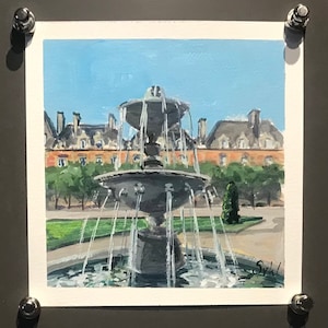 Paris Place de Vosges   ,Paris  Painting ,Original Gouache  painting ,6 x 6”