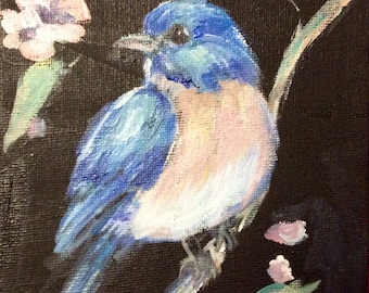 Bluebird painting original art 7 x 5"