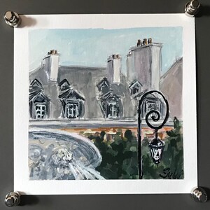 Paris Place de Vosges   ,Paris  Painting ,Original Gouache  painting ,6 x 6”