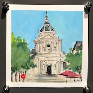 Paris Place Saint Germaine Des Pres ,Paris   Painting ,Original Gouache  painting ,6 x 6”