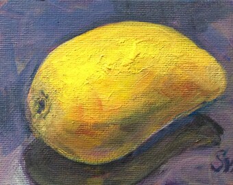 Mango painting original art 4 x 6 "