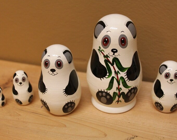 Panda Nesting Doll Set of 5 Animal Matryoshka Babushka Dolls Etsy