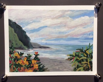 Madeira Painting Madeira Island  Portugal , Original Gouache painting 6 x 8’’